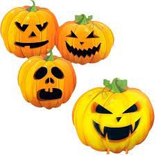 Totem De Mesa Abóboras Halloween 25cm - Brilha na Luz Negra - 4 Unidades