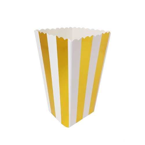 Caixa de Pipoca Branco com Dourado - 10 Unidades