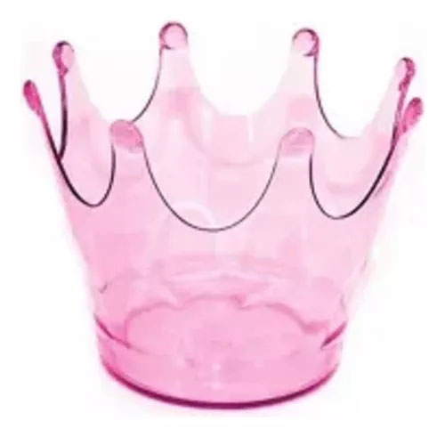Cachepot de Coroa Rosa Acrílica Transparente