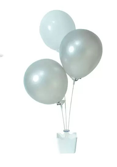 Centro De Mesa Cachepot Branco Suporte Balão - 37cm