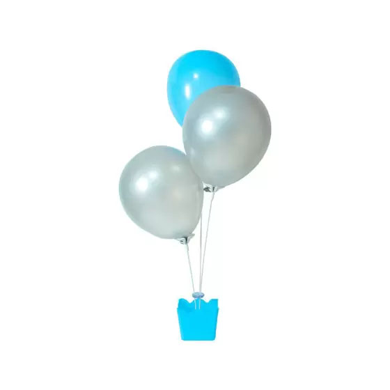 Centro De Mesa Cachepot Azul Suporte Balão - 37cm