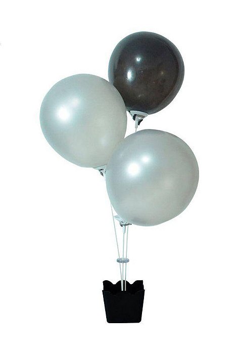 Centro De Mesa Cachepot Cor Preto Suporte Balão - 37cm