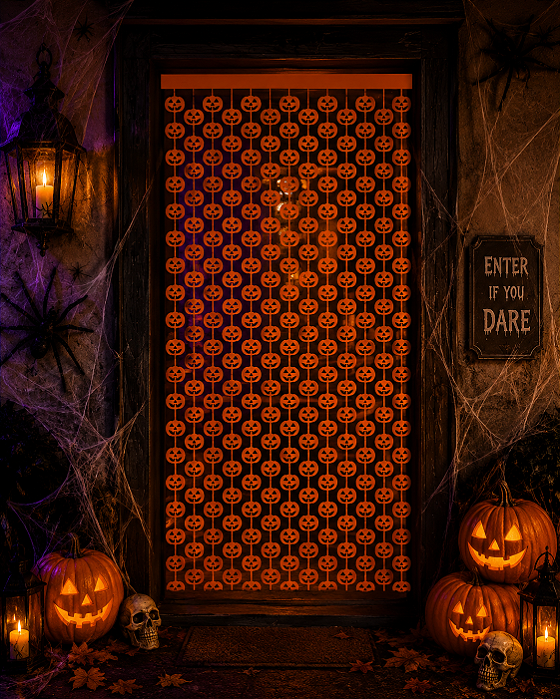 Cortina Decorativa de Halloween - Abóboras 2x1 Metros
