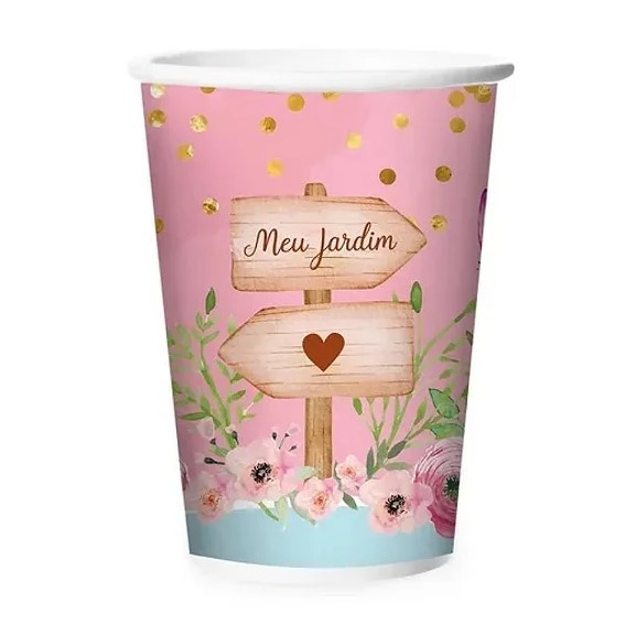 Copo de Papel Festa Jardim Encantado 180ml - 8 unidades