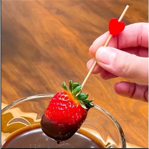 Palitos para Petiscos Coração Vermelho 12cm - 12 Unidades