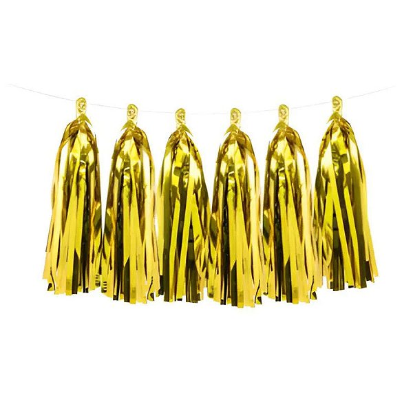 Franja Tassel Metalizada Varal Dourado - 5 Unidades