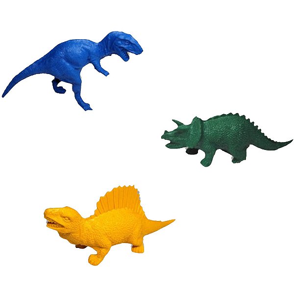 Mini Dinossauro Colorido Plástico 8cm x 3cm - 3 Unidades