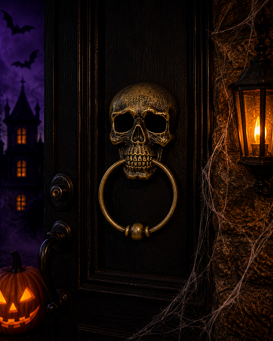 Campainha De Caveira Som E Luz Halloween - 29X12cm