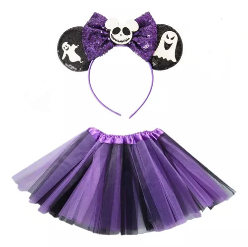 Kit Fantasia Infantil Halloween - Saia Tule + Tiara - 54cm X 47cm