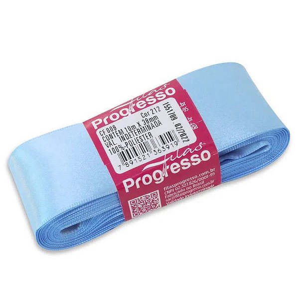 Fita Cetim Simples 38mm x 10metros - Azul Claro