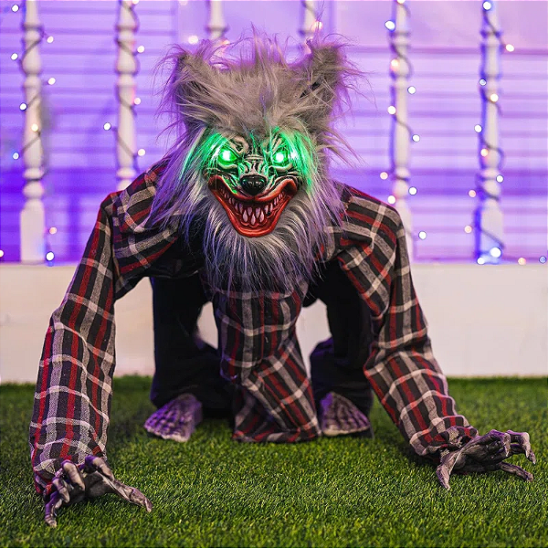 Lobisomem Halloween 76cm – Som, Luz e Movimento para um Terror Assustador!