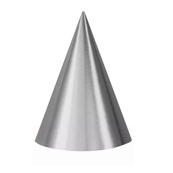 Chapéu De Aniversário Metalizado Prata - 6 Unidades