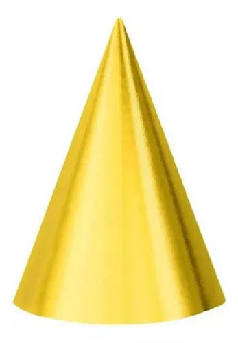 Chapéu De Aniversário Metalizado Dourado - 8 Unidades