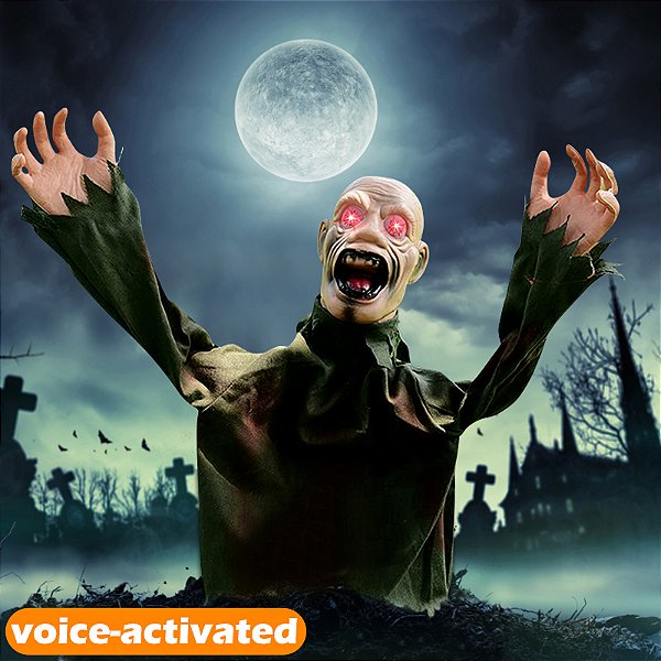 Monstro Decorativo com Som / Luz e Movimento Halloween 60 cm - 1 Unidade