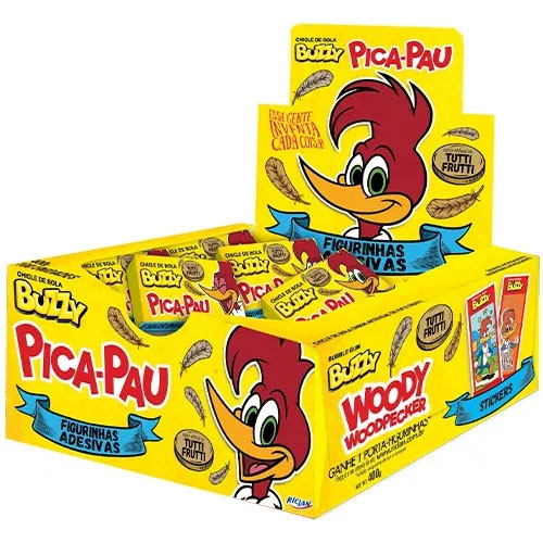 Chiclete Tutti Frutti Pica-Pau Com Figurinhas - 100 Un