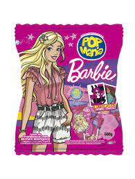Pirulito Pop Mania Barbie Framboesa Recheio Mastigavel 500g