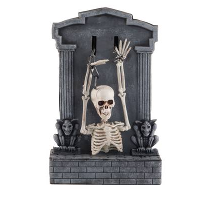 Enfeite Halloween Lápide com Som Luz e Movimento - 35cm