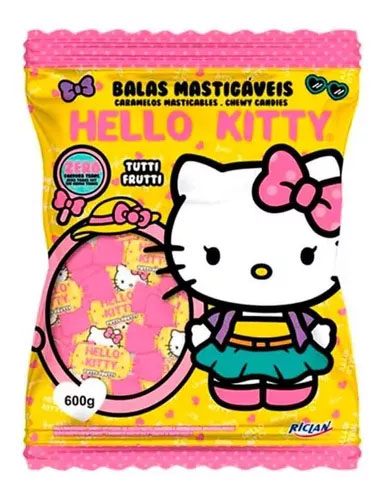 Bala Mastigável TuttiFrutti Hello Kitty 600g - Aprox. 120 Unidades