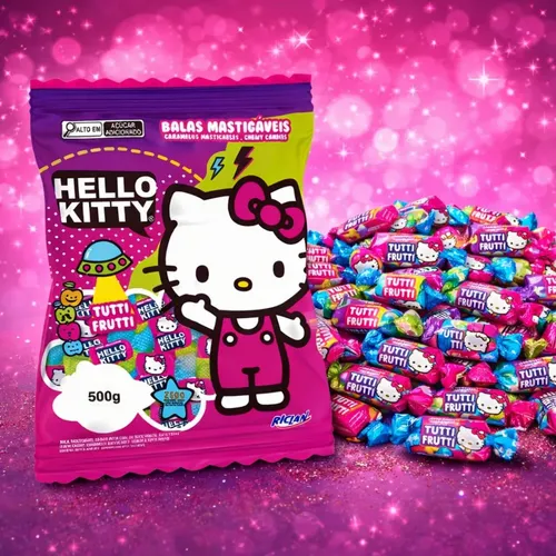 Bala Mastigável TuttiFrutti Hello Kitty 500g