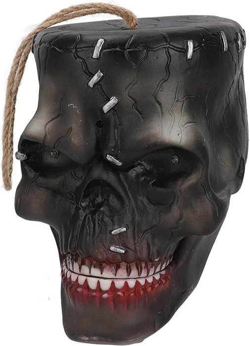 Crânio Preto com Olhos Vermelhos Led - 1 Unidade