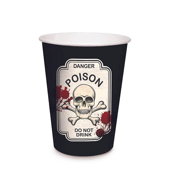Copo de Papel Halloween 240ml Danger - 8 Unidades