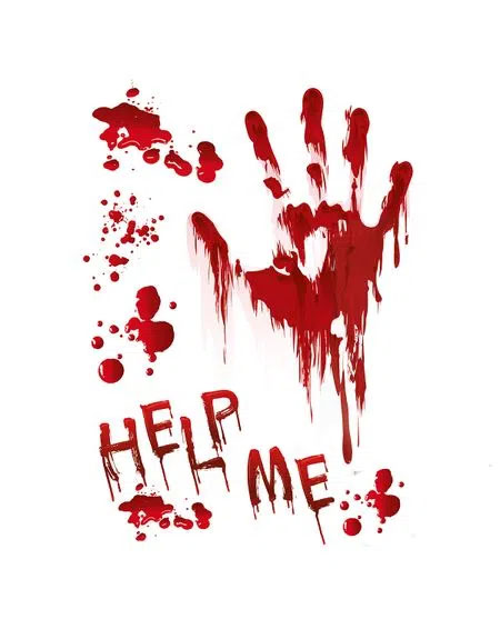 Adesivo para Espelho Help Halloween Mãos Sangue - 02 unidades