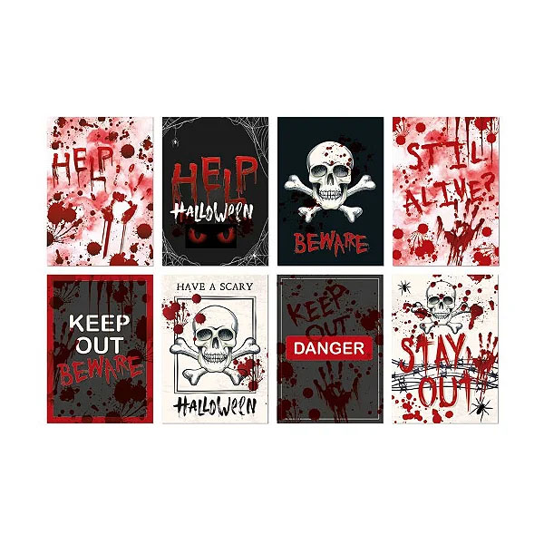 Cartaz Decorativo Festa Halloween 25cm x 35cm (Cada Cartaz) - 8 Unidades
