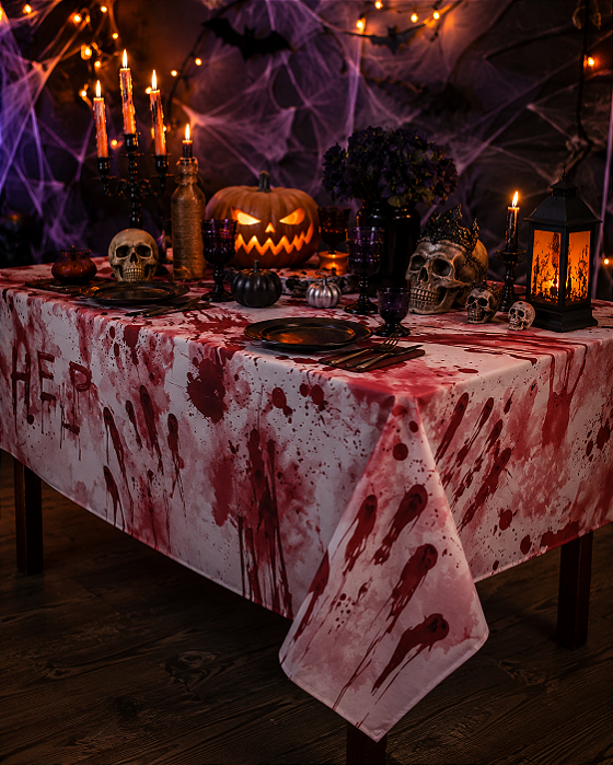 Toalha Plástica De Mesa Principal Halloween - Help Halloween - 118x180cm
