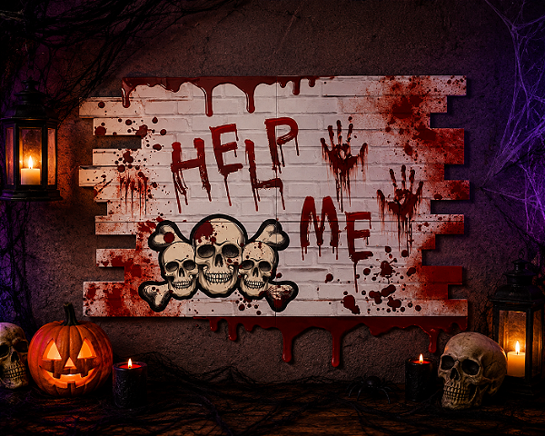 Painel Cartonado 2 Lãminas Help Halloween - 100x130cm