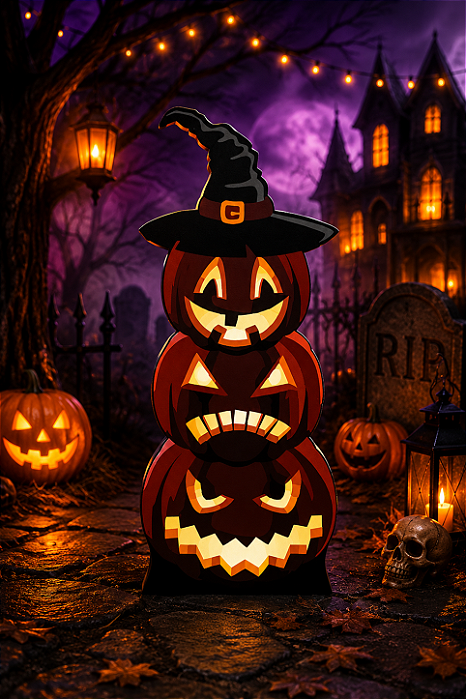Display de Chão Aboboras em MDF Halloween - 65x27cm