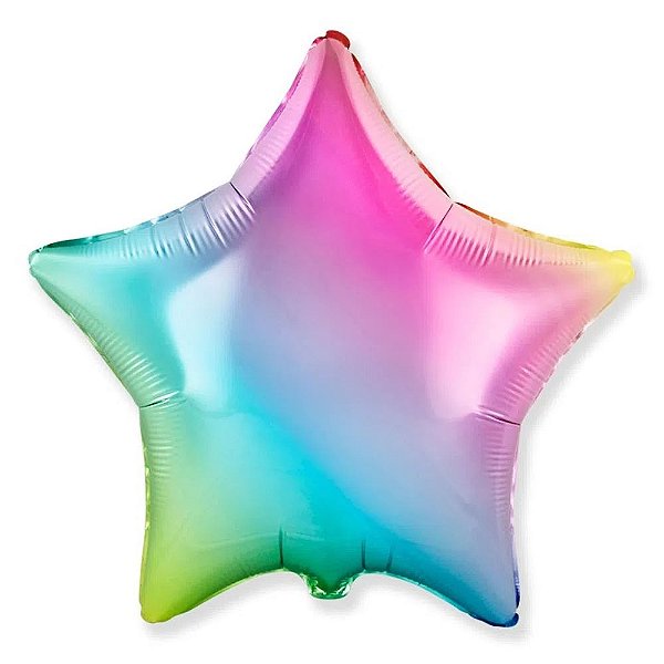 Balão Metalizado Estrela Gradient - 50cm - Flutua Com Gás Hélio
