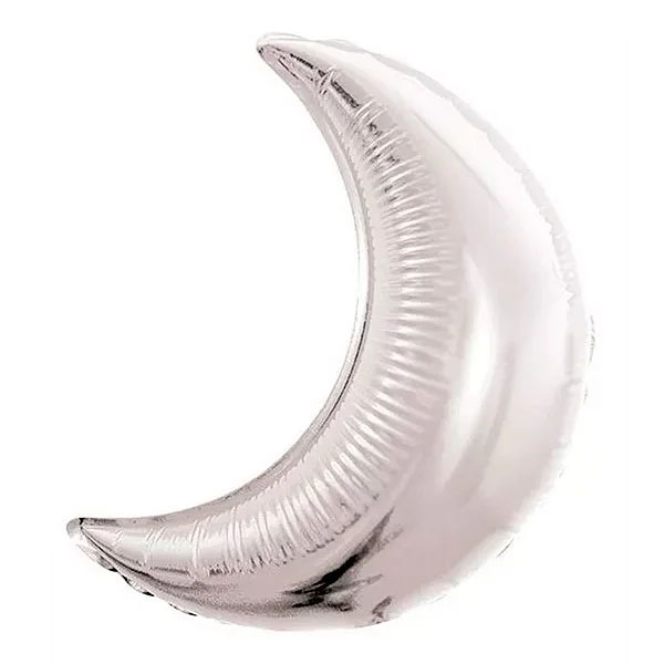 Balão de Festa Metalizado Meia Lua Prata  - 56x77 cm