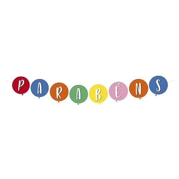 Faixa Decorativa Balões Parabéns Dia de Festa - 1,50m