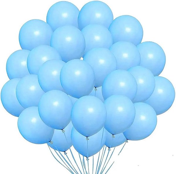 Balão Bexiga Azul Claro - Tamanho 12 Polegadas (30cm) - 25 Unidades