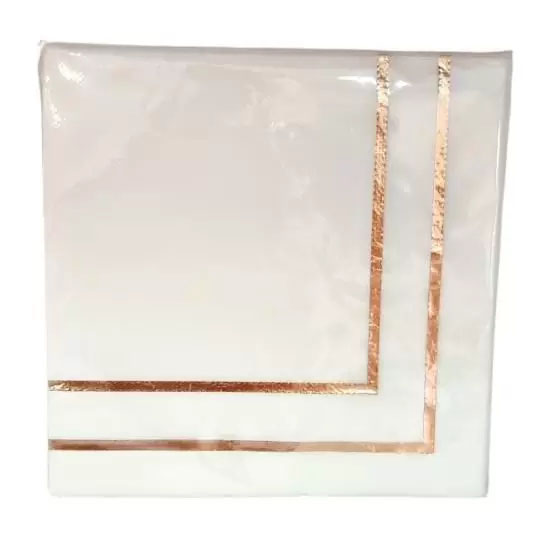 Guardanapo Papel – Rose Gold Listrado 33 x 33cm - 10 unidades