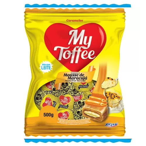 Bala de Caramelo My Toffee Leite com Recheio de Mousse de Maracujá 90g