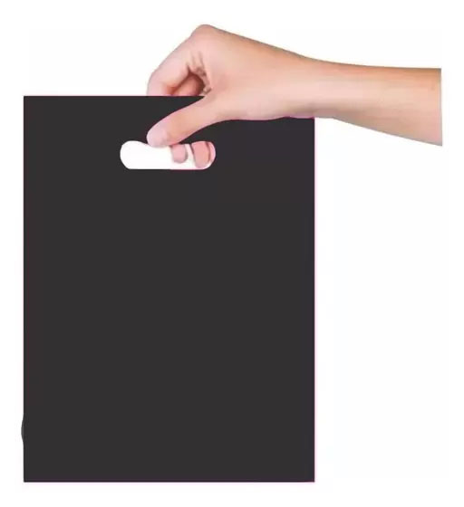 Sacola Plástica Boca de Palhaço Sem Estampa 16X21,5CM - Preto - 25 unidades
