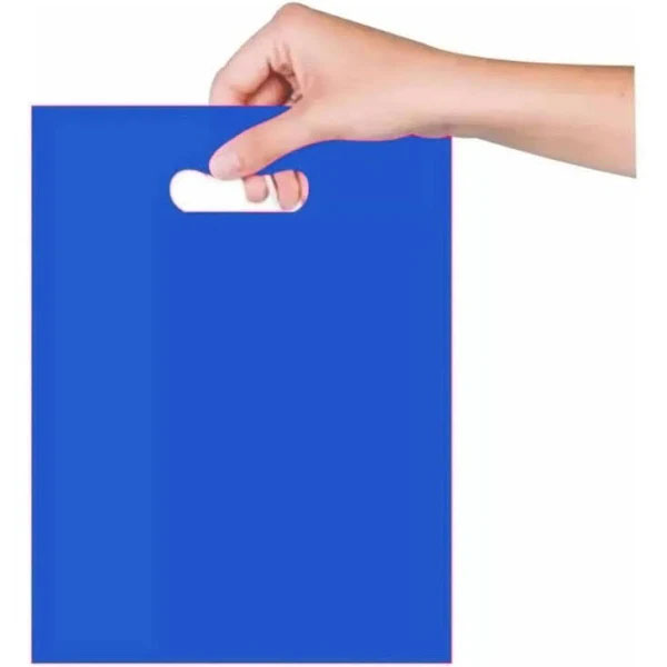 Sacola Plástica Boca de Palhaço Sem Estampa 16X21,5CM - Azul - 25 unidades