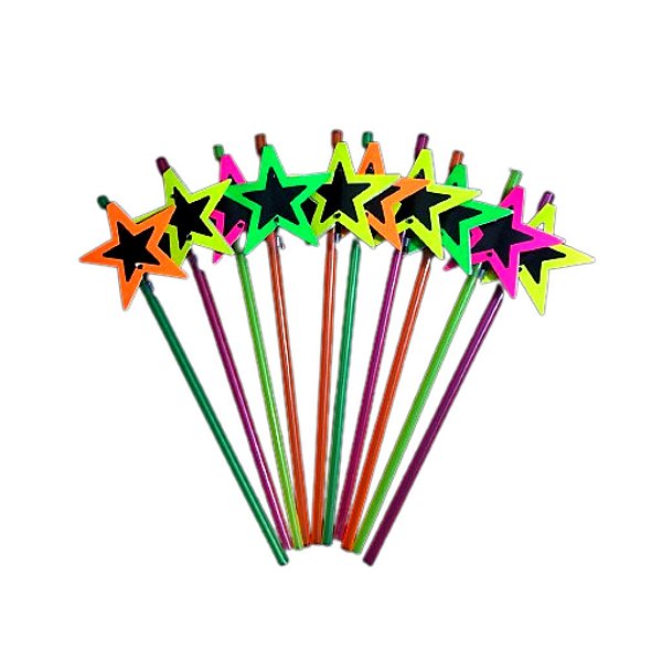 Canudo Neon Estrela - 10 Unidades