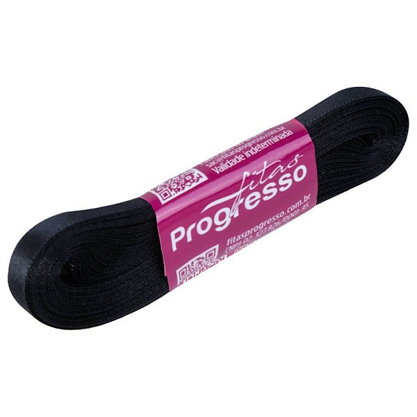 Fita Cetim Simples 7mm x 10metros - Preto