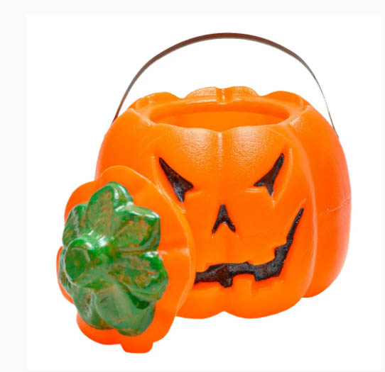 Enfeite de Halloween Abóbora Alfa com Tampa em Plástico - 25cm