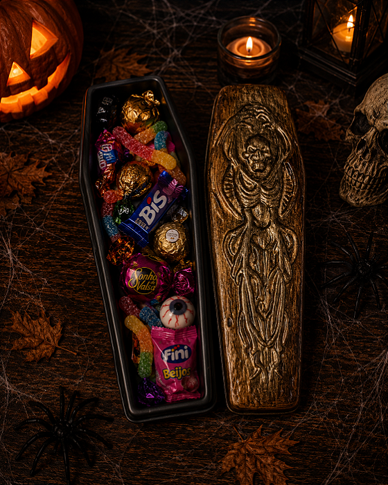 Caixão de Halloween Baleiro para Doces - 44x14cm