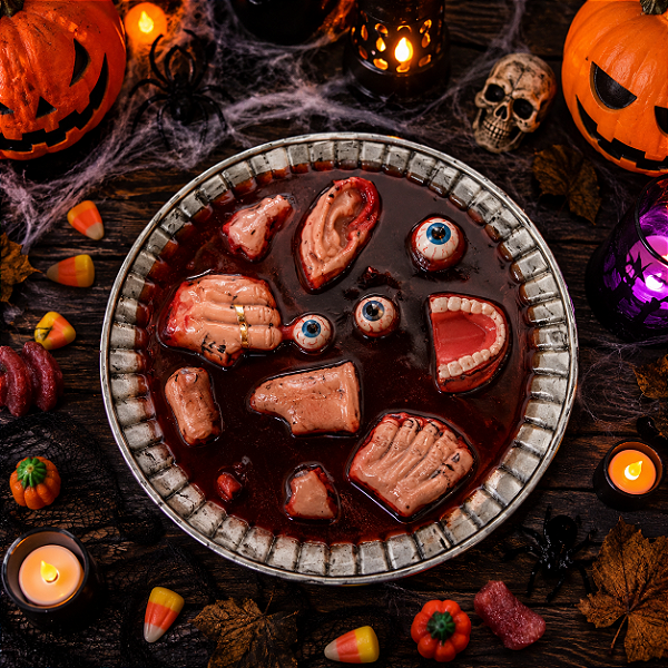 Enfeite Bandeja Decorativa de Halloween Prato com Orgãos Realista Horripilante - 35cm