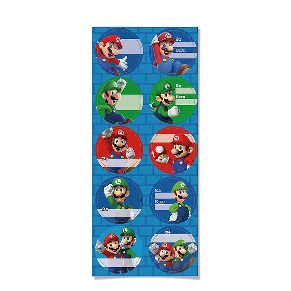 Adesivo Redondo Super Mario Colorido - 1 cartela