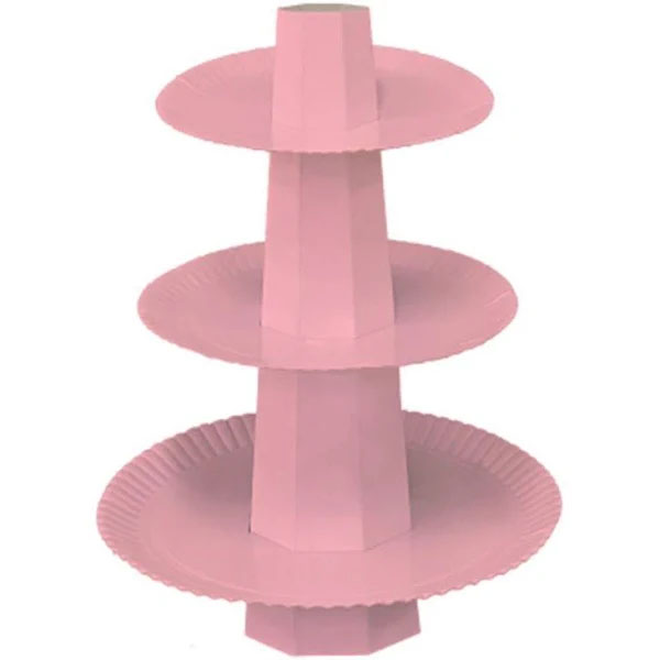 Baleiro de Papelão Laminado Rosa 3 andares - 35cm