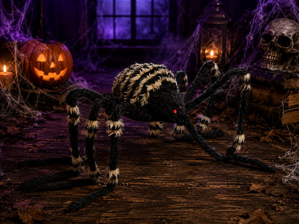 Aranha Dourada Decorativa Halloween 77cm