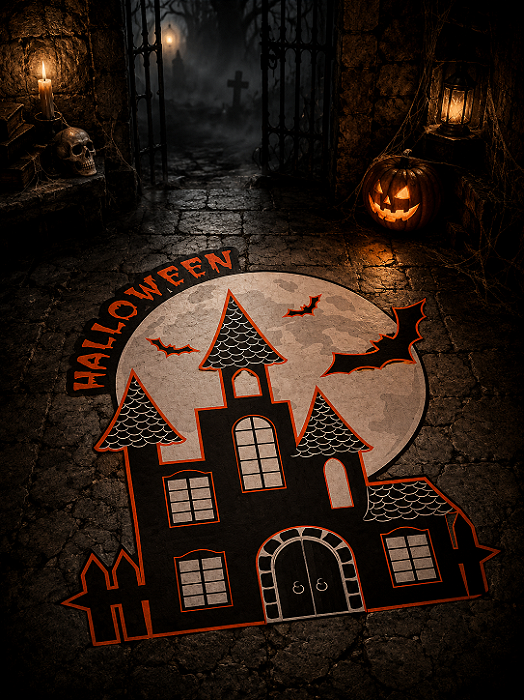 Painel Castelo Halloween de Chão - 50x40cm