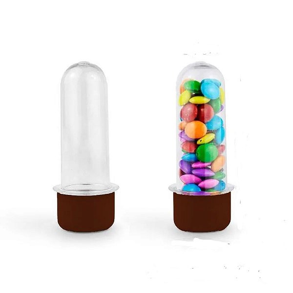 Tubete com Tampa Marrom 8cm - 10 Unidades