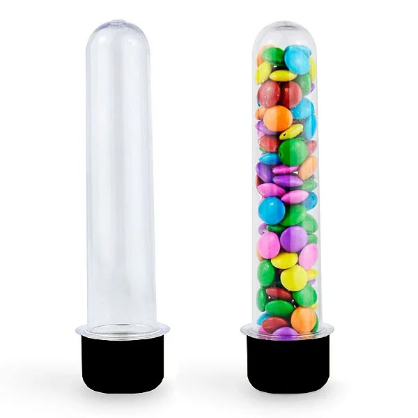Tubete com Tampa Preta 8cm - 10 Unidades