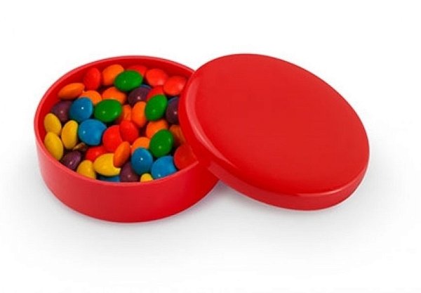 Latinha Plástica para Lembrancinha - Vermelho 5cm x 1cm - 10 Unidades
